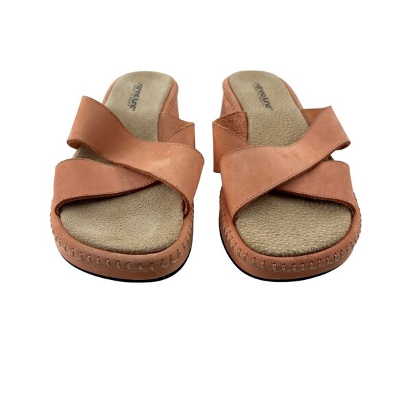 Marina Luna Women's Orange Slide Sandals Size 8 Leather - Picture 3 of 9